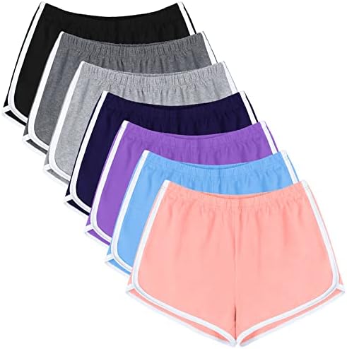 Uratot 7 Pack Cotton Sports Sports Summer Yoga Dance Pants Breta de Dolphin Shorts Dolphin para mulheres