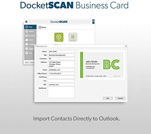 Docketport 687 Duplex Card Scanner com cartão de visita Docketscan