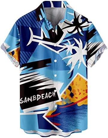 Camisa havaiana masculina de Xiqiam Mangas curtas de tamanho rápido de secagem na praia de férias camisas casuais