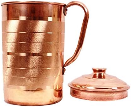 Jarro de água de cobre indiano 1,5 ltr. Pure Ayurveda Health Benefit 1 Jug com 6 vidro conjunto