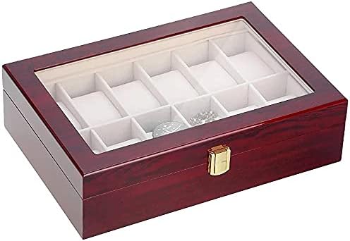 Scdhzp Sale Watch Box Watch Organizer 12 Grades Wooden Watch Storage Storage Exibir caixa de armazenamento Coleta de joias Organizador do organizador