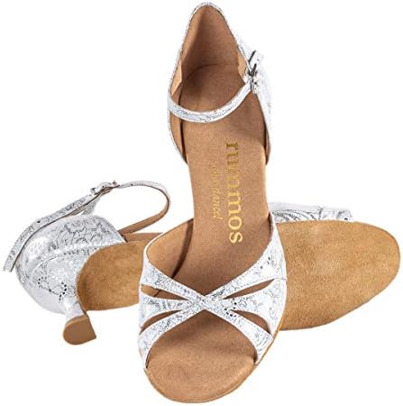 Rummos Womens Dance Shoes R385 084 - Flor branca de couro - encaixe regular - calcanhar de 2 50r - feito em Portugal