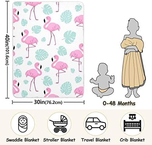 Clanta de arremesso de flamingos folhas tropicais cobertor de algodão para bebês, recebendo cobertor, cobertor leve e macio para
