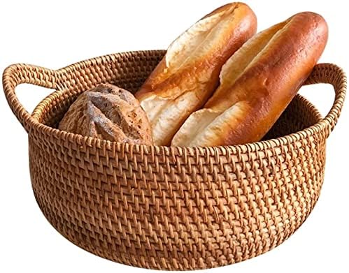 Cestas de armazenamento de vime, cesta de pão de vime multiuso tecido à mão, cesta de doces multifuncionais de vime