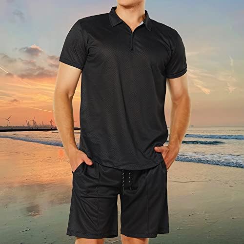 Earnean Men Short Sets Roupfits 2 peças Tracksuit de verão Camisa de pólo de manga curta e shorts Definir terno esportivo casual