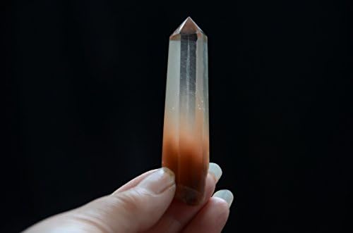 Tibete real Himalaia Alta altitude clara de 6 lados Crystal Red Phantoms Point Quartz Wand 2,95 polegadas Reiki Healing