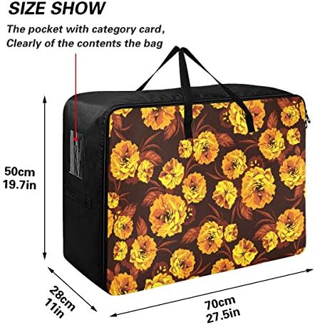 N/ A Bolsa de armazenamento de grande capacidade de N/ A - Daisy Gunflower Roupas Organizador Decoração do zíper colapsível movendo