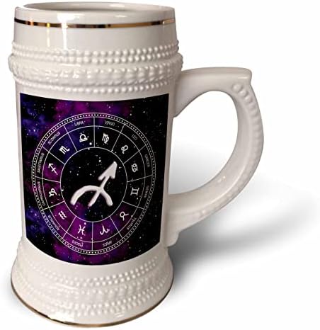 3drose sagitário signo zodíaco presente de astrologia elegante. Estrelas brancas. - 22 onças de caneca