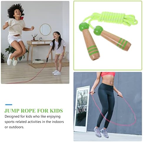 Toddmomy 2pcs Crianças saltam corda de treino ajustável pulando corda com alça de madeira Perda de peso Exercício de fitness salto de