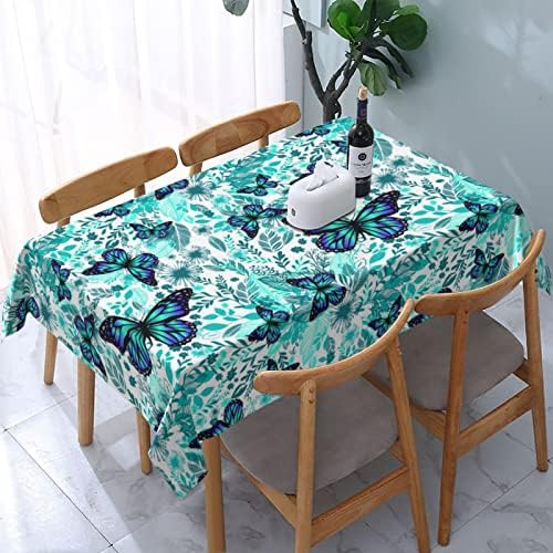Bapcoku Butterfly Botânica Gardete de mesa verde para a primavera do verão, toalha de mesa à prova d'água para sala de jantar