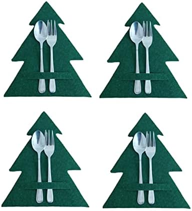 Bolsa de talheres de Natal | 4 peças/conjunto Árvore de Natal Não tecido utensília de cozinha rack natal