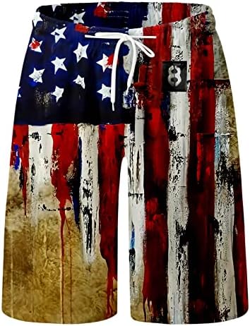 4 de julho de impressão gráfica masculina Casual American Flag Impresso Halking Summer Roup com bolsos