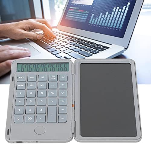 Calculadora dobrável, calculadoras de escritório com comprimido de escrita, contador recarregável com caneta, 12 dígitos grandes