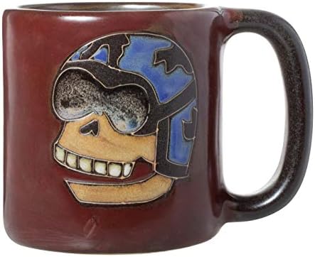 Caveira de motoqueiro de grés da Mara 16 onças de caneca artesanal