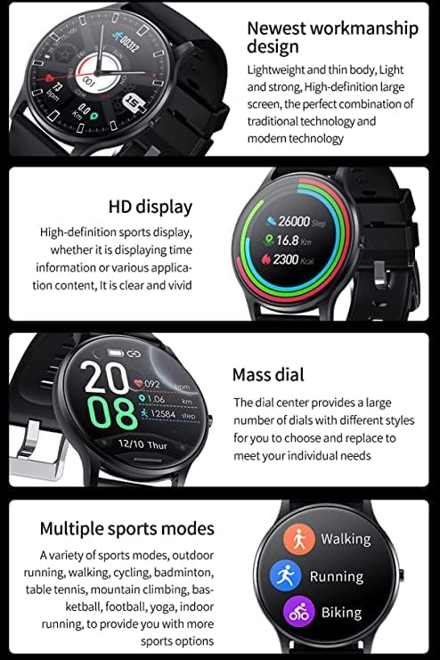 Bluenext Smart Watch For Men Mulheres IP68 Tracker de Atividade à prova d'água Com tela de toque completa Tela da freqüência