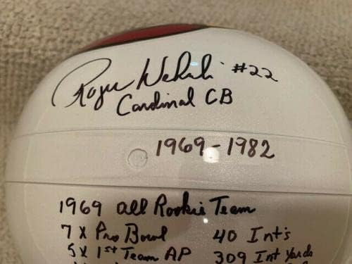 Roger Wehrli assinou o capacete de cardeal de tamanho completo+JSA Rare 15 Inscrições - Capacetes NFL autografados