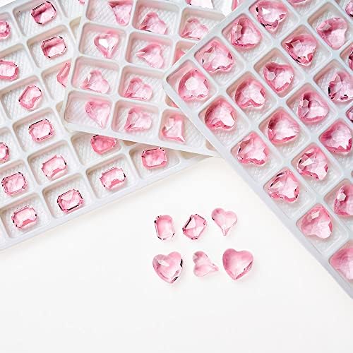 50pcs Crystal Glass unhas Charms Crooked Heart Jewelry Decor de arte de unha rosa Manicure Translúcie Manicure Acessório de unhas -)