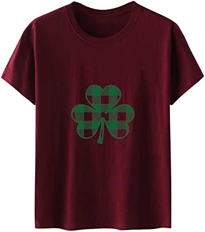 O dia de St. Patrick está no topo das femininas da tripulação shamrock, camisetas de férias curtas de manga curta, camisas