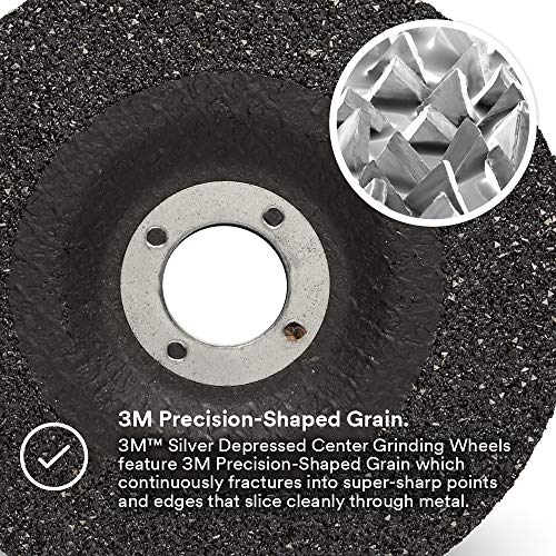 Roda de moagem de prata de Cubitron II, centro deprimido - para moedor de ângulo reto - 5 ”diam. X 1/4 ”de espessura x