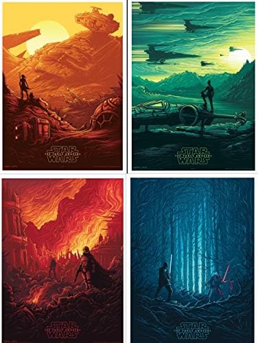 Star Wars the Force Awakens Conjunto de 4 pôsteres de filme promocional original 9.5 x13 IMAX 2015 AMC