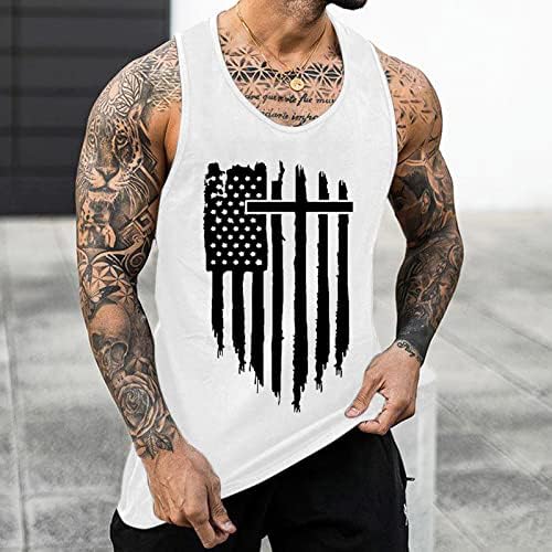 HDDK 4 de julho Tampo patriótico Tampo para homens, Retro American Flag Sleesess Summer Racerback Workout Gym Tanks