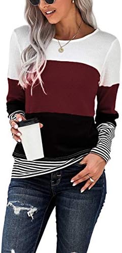 Neyouqe Bloco de cores feminino LONCO LONG/MANAGEM CHISTORES T TOPS CASUAL TOPS CAMPA TUNICAS MULHERES