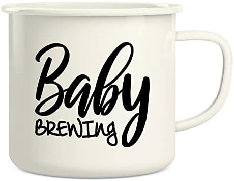 Retreez Baby Brewing Brewing 16 oz de esmalte de aço inoxidável acampamento de metal caneca de café - humor engraçado inspirador, gravidez, chá de bebê, presentes de aniversário para mamãe, mãe, mamãe, mãe, mãe para ser