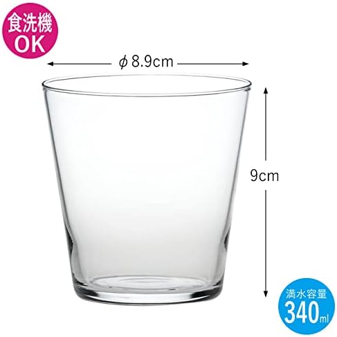 Toyo Sasaki Glass G101-T291 Conjunto de copos finos de vidro de rocha, fabricado no Japão, lava-louças seguro, claro, 11,8 fl oz, conjunto de 2 x 24 peças