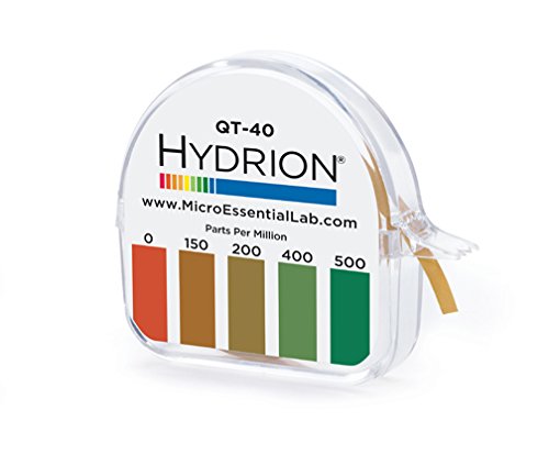 HYDRION QT-40 Fita de teste de desinfetante quaternário de 15 pés roll Quat color Chart 0-500 ppm Faixa
