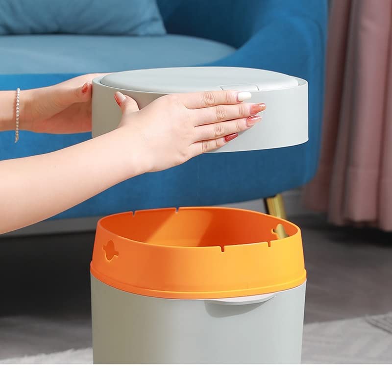 Slsfjlkj transh lata doméstica com tampa de tampa push vaso sanitário sala de estar cozinha quarto lixo criativo lata de papel