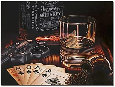 Tomart Art Painting Poster Decoração de parede Gun Poker Whisky Canvas Printura impressa Pintura de pintura Poster de arte