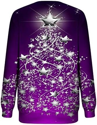 Camisolas de Natal para mulheres Sortos de manga comprida Sortos ocultos Holiday Tops Tops Neon LED Chritmas Tree Tree camiseta