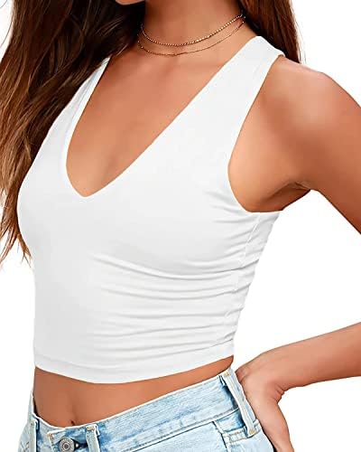 CyveSoula Women's V Neck Racerback Basic Crop Top Top Treping Camisa Camisetas Top Crop Crop Top