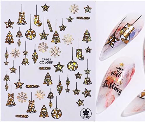 Aprimoramento de unhas Adesivo de Natal Gold estampando Santa Snowman Snowflake Tree Christmas Nail coisas para adolescentes