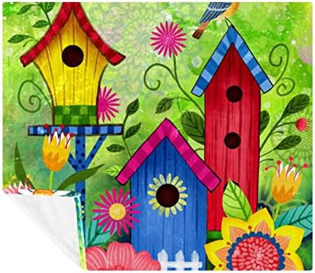 Tbouobt Bedding Fleece Blaning, decorativo para o sofá de quarto, bem -vindo a Bird Wood Wood House Flower Garden