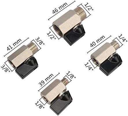 1/8 1/4 3/8 1/2 Mini válvula de esfera de latão de latão BSP masculino a fêmea Válvulas de compressor de ar de água Válvula