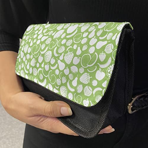 Capa de lápis verde de maçã lunarável, maçã do padrão de frutas, bolsa de lápis de caneta com zíper duplo, 8,5 x 5,5, verde