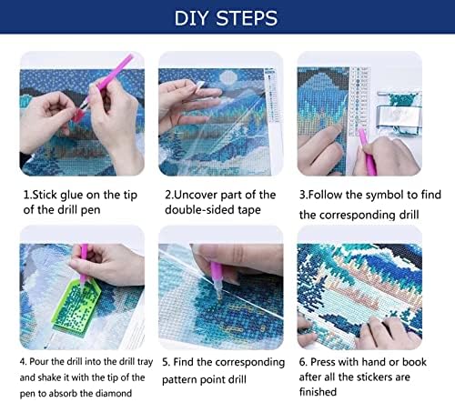 Kits de pintura de diamante DIY 5D para adultos, perfuração redonda Blue Dream Art Beginner, Flower Diamond Painting