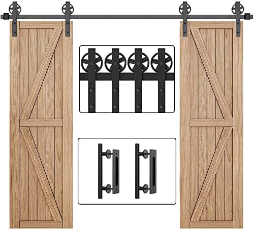 WINSOON 11 pés de madeira de 11 pés Dupla hardware de porta de celeiro