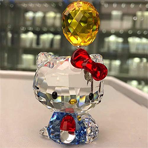 Crystal Cartoon Cat Figuras Carrinho Cat Aniaml Paperweight Presente de casamento Interior multicolor, Lady Favor