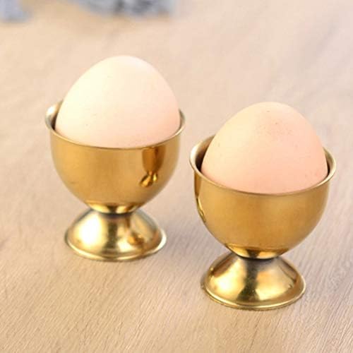 Bandeja decorativa do doitool ovos de cerâmica de bandeja decorativa 4pcs xícaras de ovo de aço inoxidável para suporte