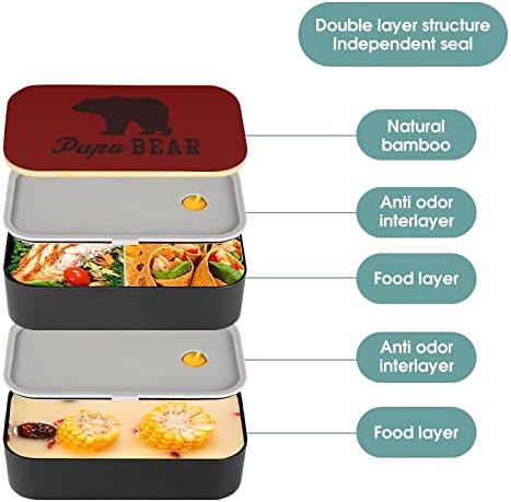 Pappa Bear Bento lancheira Bento à prova de vazamento Bento Box Recipientes de comida com 2 compartimentos para piquenique de trabalho