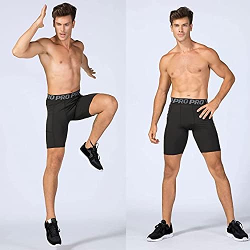 Shorts de compressão de Lanbaosi Mens com bolso de bolso de bolso de ginástica academia de calças atléticas de esportes
