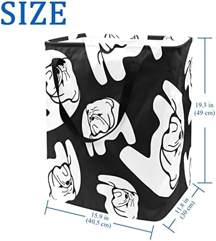 Cartoon Bulldog Pattern Print Print Collapsible Laundry Horse, 60l de lavanderia à prova d'água de lavagem de roupas de roupas