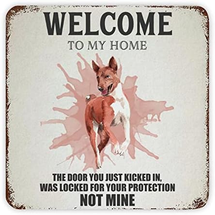 Funny Dog Metal Metal Plate Pet Dog Welcome to My Home Retro Pet Dog Portom Poster Vintage Metal Poster com cachorro sarcástico dizendo