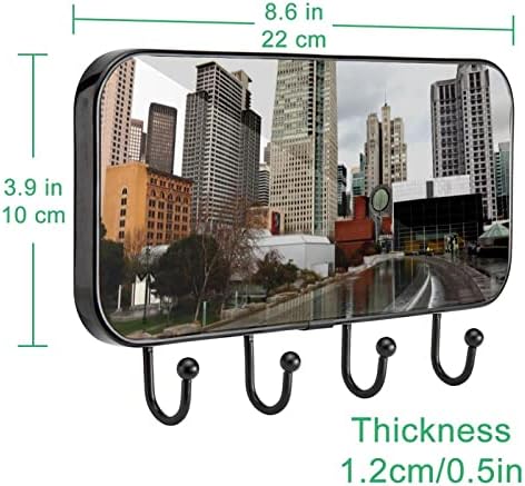 Montagem da parede de cacau -casaco do padrão da cidade, cacau de entrada com 4 enganche para chapéu de casaco Restas de bolsa de toalha Banheiro