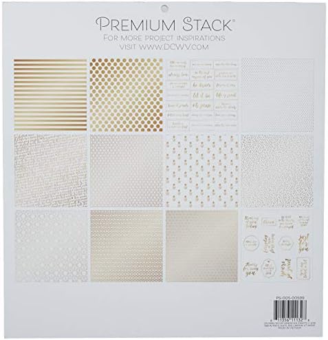 DCWV PS-005-00599 CARTO DE 12 X12 Gold & White Premium impresso Cardstock Stack