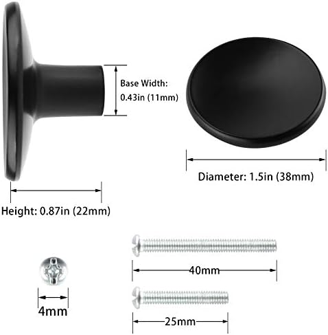 botões de armário de ouro, botões de armário redondo de 1,5 polegada de diâmetro para gavetas de cômodas, porta do armário, armário de cozinha, LS4008bk, 10 pacote, preto fosco