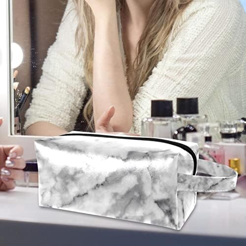 Bolsa de maquiagem tbouobt bolsa de bolsa cosmética bolsa bolsa com zíper, arte de textura de mármore cinza arte