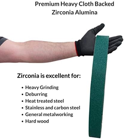 Etiqueta vermelha abrasives 2 x 48 polegadas 80 Griting Metal Metal Zirconia Sixing Belts, 6 pacote
